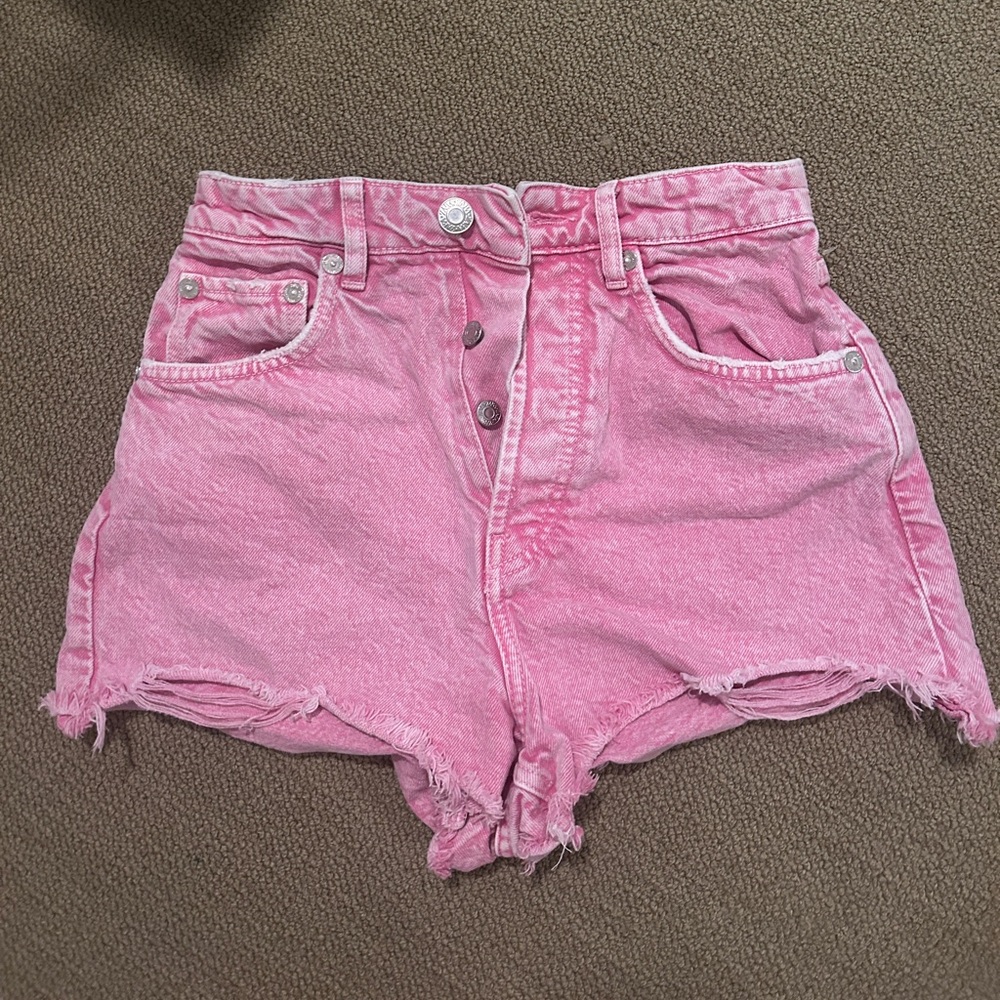 Zara high waisted pink denim shorts - Picture 3 of 3